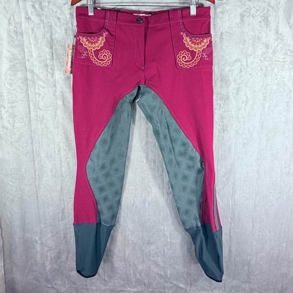 Accademia Italiana Gipsy Power Grip Riding Breeches Womens 14 Magenta Pants